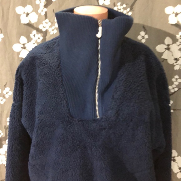 NWT JUICY COUTURE Navy Sherpa Pullover Jacket Coat - Picture 4 of 8